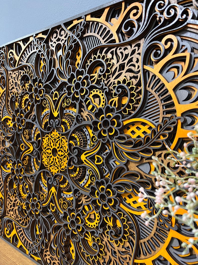 3D Mandala Art Panel: Layered Wooden Wall Hanging, Boho Decor - Etsy