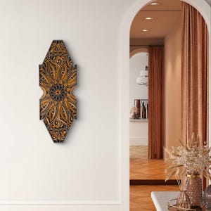 Exotic Mandala Wood Sculpture: 3D Sacred Geometry Wall Art