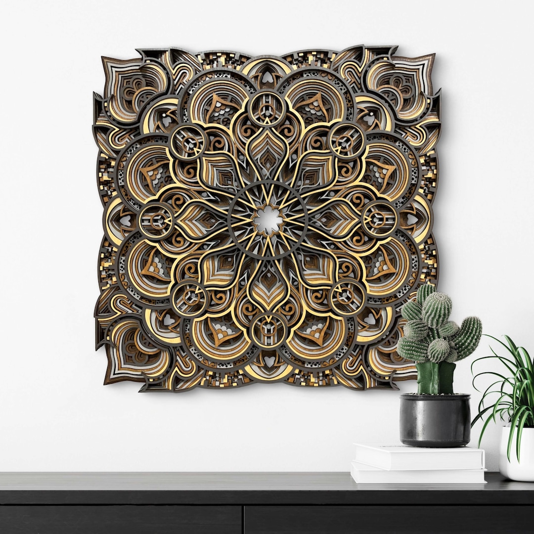 3D Mandala Wall Art: Layered Wooden Panel, Boho Decor - Etsy