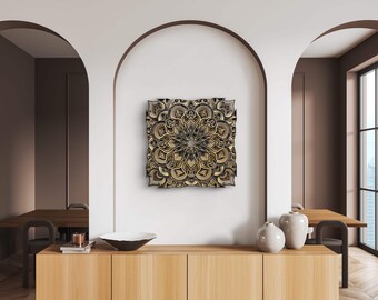 Handgemaakte houten mandala-muurkunst: 3D-lasergesneden bohodecor