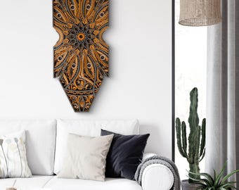 Handcrafted Rustic Wall Hanging, Sacred Geometry Mandala, Boho Decor, Wooden Art, Spiritual Home Decor