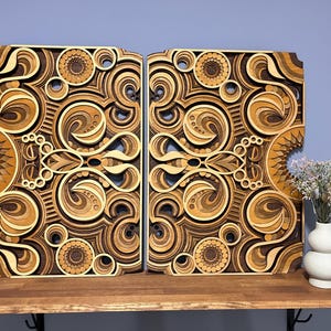 Boho Mandala Wood Wall Art: 3D Sacred Geometry Panel Set