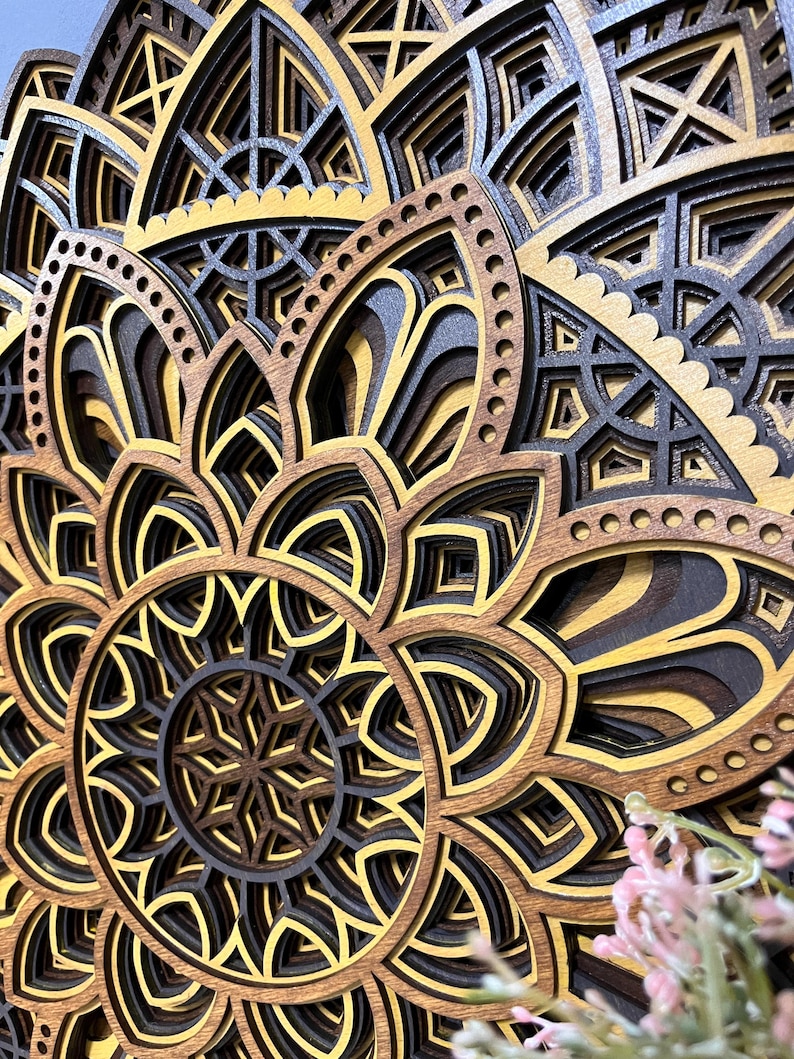 3D Mandala Wooden Wall Art: Laser Cut Sacred Geometry Decor - Etsy