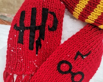 Harry Potter Inspired Gryffindor scarf, Wizard Scarf, Hogwarts School Scarf, Red and Yellow