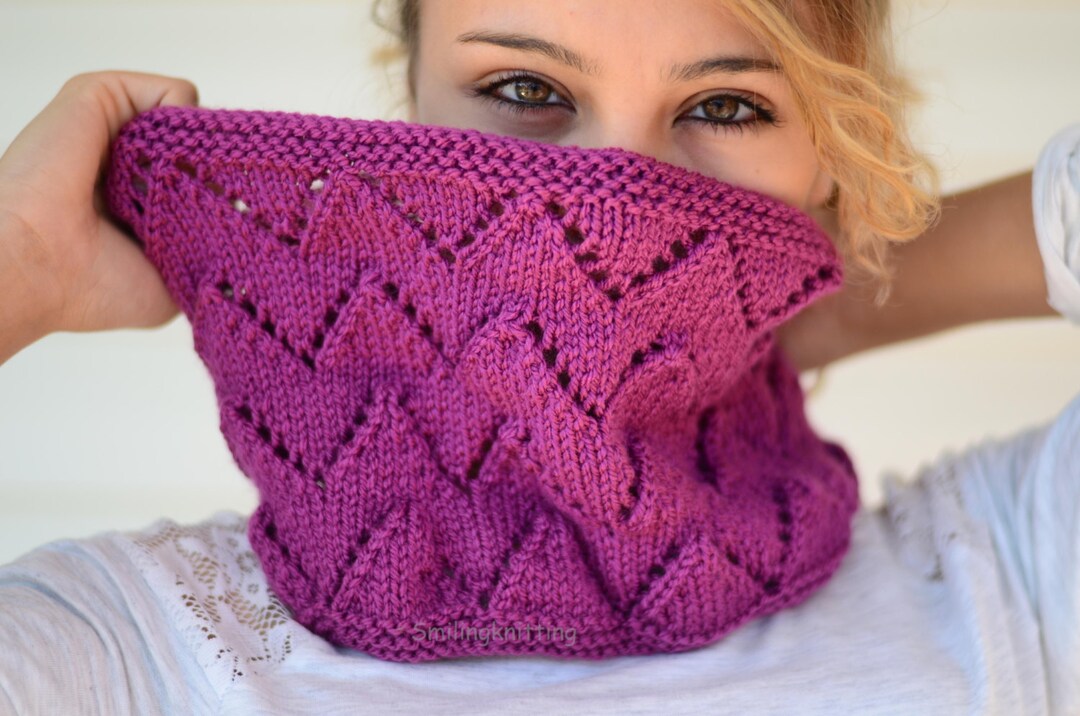 Cowl Scarf, Infinity Cowl, Zig Zag Pink Scarf, Knit Scarf, Chunky Scarf ...