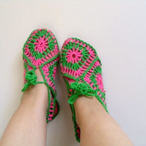 SALE Home Slippers Valentines Day Gift Pistachio Green And Pink Square Slippers Soft Cute Baby Lime Peridot Grass image 4