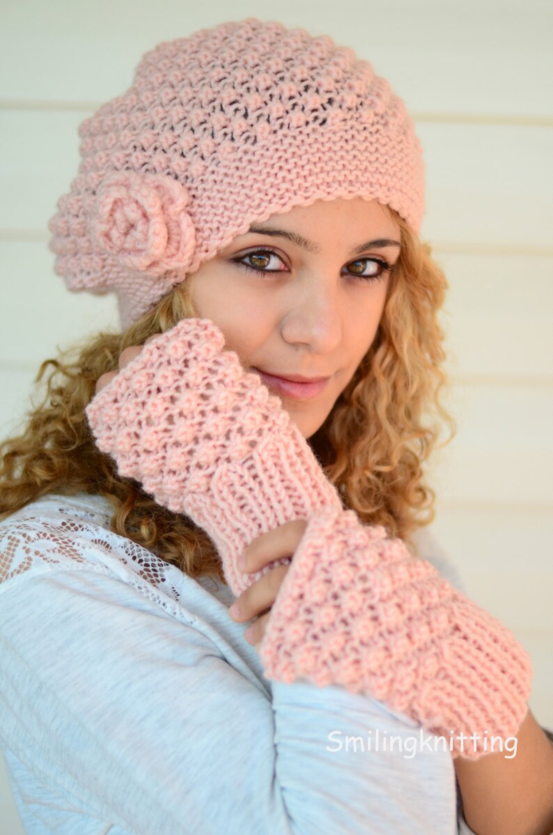 Fingerless Gloves, Knit Gloves, Arm Warmers, Powder Pink Gloves, Apricot, Light Pink Gloves,Stocking Stuffers image 2