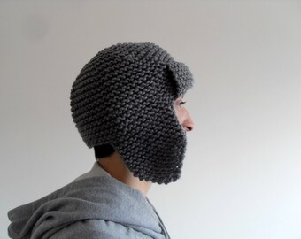 Mens Pilot Hat, Mens Hat in Grey -  Mens Knit Hat - Mens Aviator Hat - Earflap Hat - Men Fashion,Etsy Dude