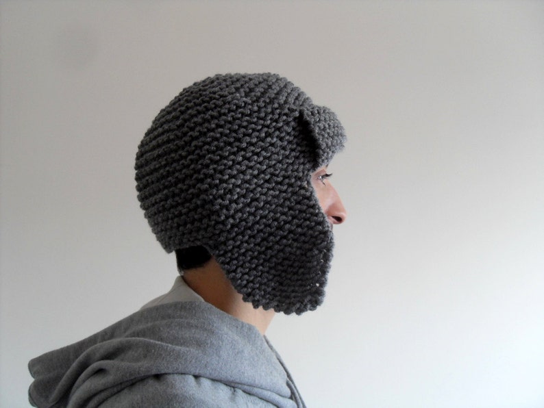 Mens Pilot Hat, Mens Hat in Grey Mens Knit Hat Mens Aviator Hat Earflap Hat Men Fashion,Etsy Dude image 1