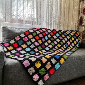 Patchwork Afghan Blanket, Granny Square Blanket, Crochet Granny Square , Knee Blanket, Handmade Tv Blanket, Sofa Throw, Home Decor