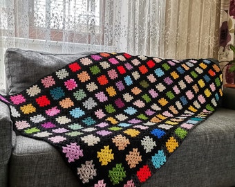 Patchwork Afghan Blanket, Granny Square Blanket, Crochet Granny Square , Knee Blanket, Handmade Tv Blanket, Sofa Throw, Home Decor