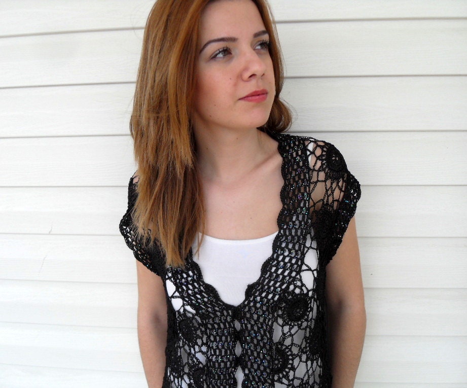 Crochet Vest Summer Top Beach Wear Lace Tank Black Top White | Etsy