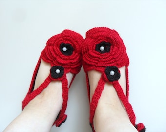 SALE Memorial Day Red Rose Home Slippers Black and Red Blood Fashion TeamT American