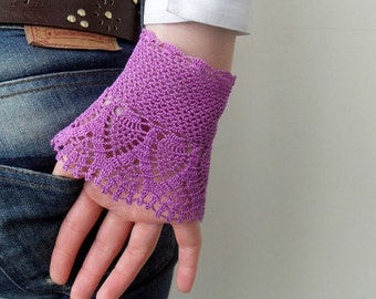 Gothic Gloves,Victorian Gloves, Lace Gloves, Purple Amethyst, Crocheted Gloves, Pearl Buttons, Bridesmaid Gift, Fall Wedding