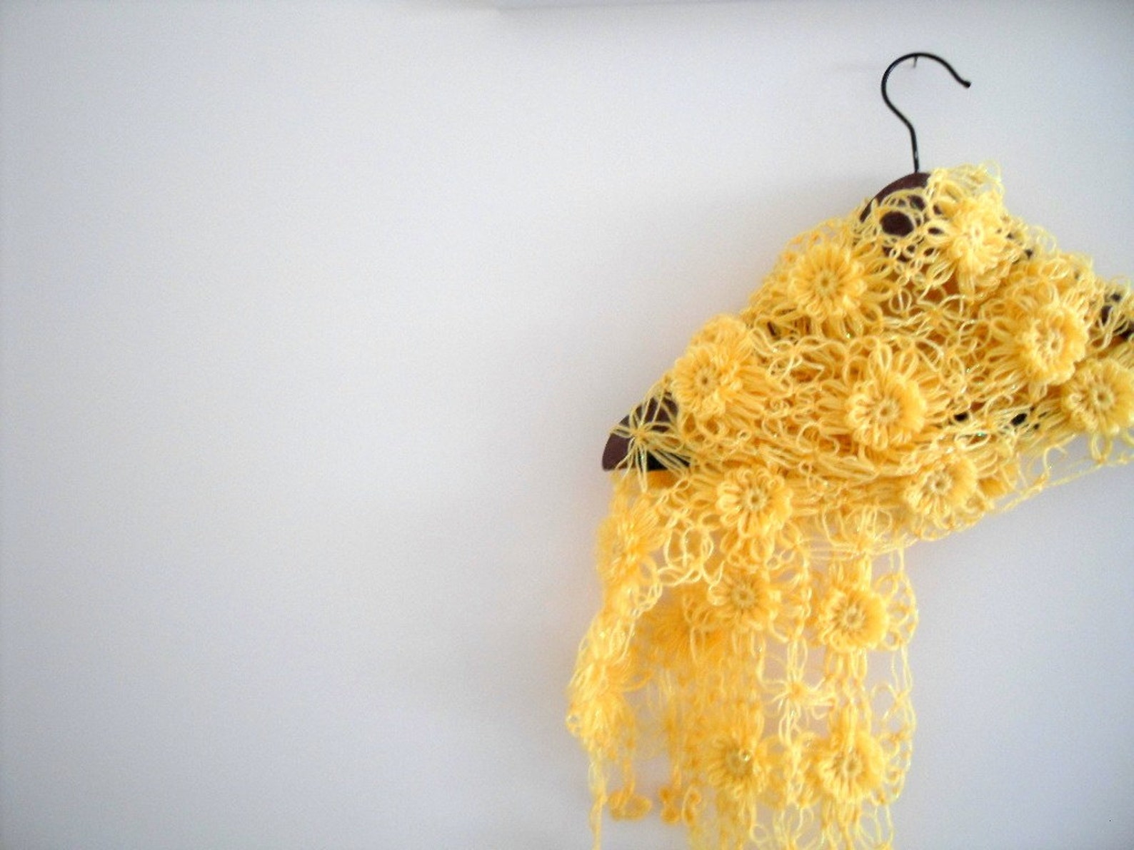 Mustard Yellow Shawl Neckwarmer Smiling Flowers Gift for Etsy