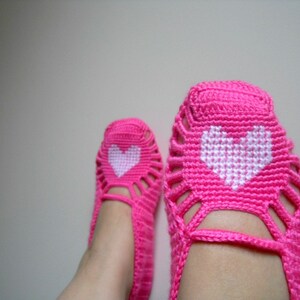 valentines day gift,Pink Home Slippers, White Heart On Candy Pink, Home Shoes, Hand Embroidered, Heart Fasihon image 3