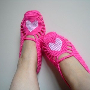 valentines day gift,Pink Home Slippers, White Heart On Candy Pink, Home Shoes, Hand Embroidered, Heart Fasihon image 1