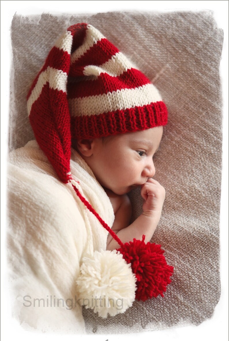 Baby Santa Hat set, Baby Christmas Hat and diaper cover, Christmas Hat, Newborn Christmas Hat, Elf Hat, Newborn Photo Prop Clothing image 2