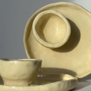 Handmade Egg Holder – Ceramic Egg Holder, Lemon Yellow Color Minimalist Stoneware, Artisan Breakfast Dish