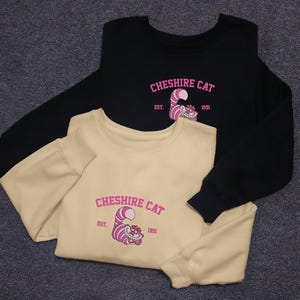 Cheshire Cat Embroidered Sweatshirt EST. Alice In Wonderland 1951 Embroidered Crewneck Cartoon Trending Sweatshirt Vintage Sweatshirt Gift
