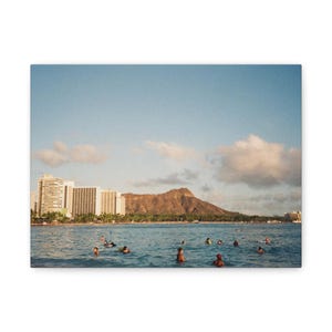 Film Photo of Waikiki Beach, Matte Stretched 1 25, Diamond Head, Home Decor, Hawaiian Art, Tropical Print