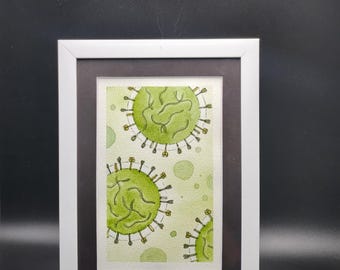 Influenza virus (flu) watercolor print - Framed