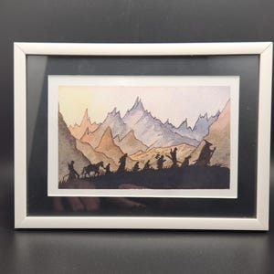 The Fellowship of the Ring watercolor print - Framed