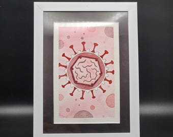Impresión de acuarela sobre rotavirus - Enmarcada