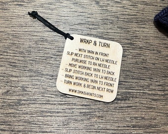 Mini Tool for Knitting Wooden Knitting Reference Card Wrap and Turn