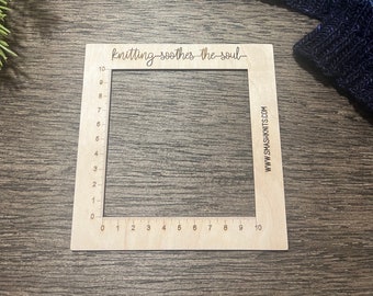 Wooden Knitting and Crochet Gauge Ruler Knitting Themed Gift, Baltic Birch Yarn Ruler Knitting Soothes the Soul