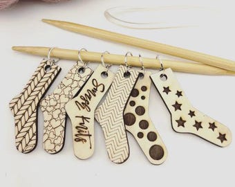 Wooden Stitch Marker Set JUMBO Socks Knitting and Crochet Tools