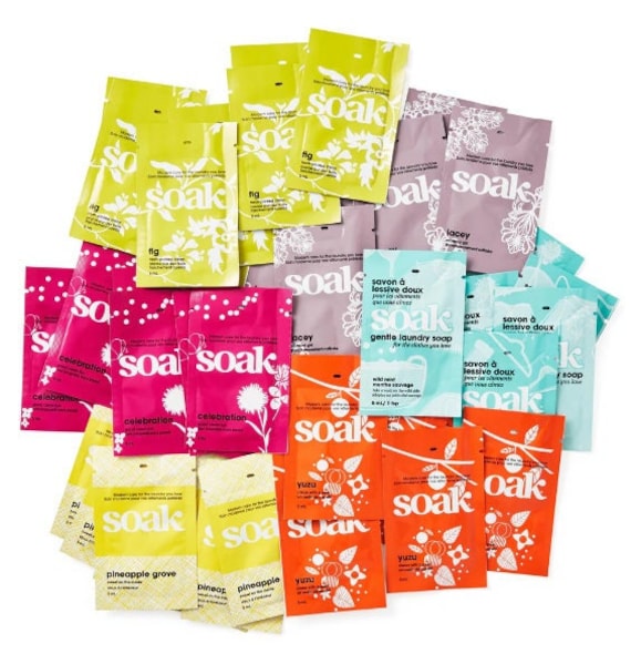 Soak Wash Modern Laundry Rinse Free Wash for Delicates, Handknits, Lingerie  and Swimwear Sample Packets 5ml Single Use 