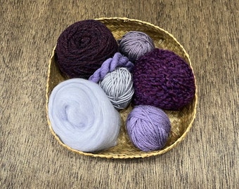 Weaving Yarn Bundle Assorted Mixed Fibres, Multi Blend Yarn Tapestry Set Purples Weaving Yarn Pack