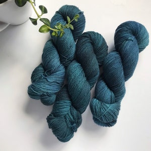 Hand-Dyed DK Yarn: Turquoise Blue Superwash Merino Wool, 100g