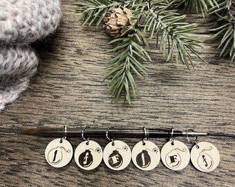 F Bomb Wooden Stitch Marker Set: Funny Knitting Crochet Tools