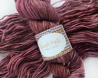Hand Dyed Yarn “POCKETFUL of POSIES” Pink Brown Rose Burgundy Superwash Merino Wool DK Weight Knitting Yarn, 100g Ready to Ship
