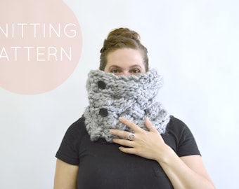 Instant Download Knitting Pattern – Knit Cowl Pattern Knit Scarf Pattern Women's Cowl Knit Pattern  Cable Scarf Pattern Womens Accessories