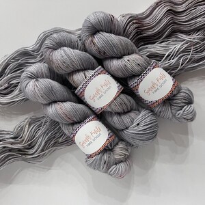 Hand-Dyed DK Yarn: Silver Grey Speckled Superwash Merino Wool