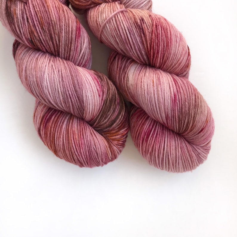 Hand Dyed Yarn POCKETFUL of POSIES Pink Mauve Copper Cream Burgundy SW Merino Wool Fingering Weight Sock Knitting Yarn 100g 437m image 2