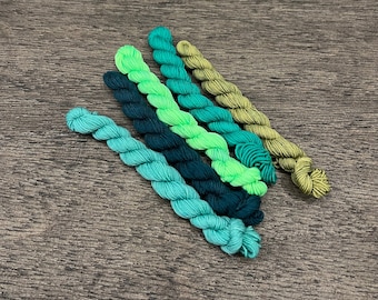 Micro Mini Skein Set Fingering Weight - GREENS