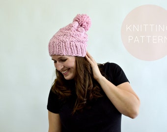 Instant Download Knitting Pattern  Womens Hat Pattern Knit Hat Pattern  Pom Pom Hat Pattern  Knit Pompom Hat Pattern Womens Accessories