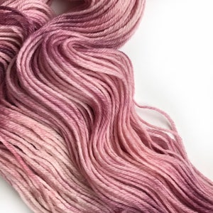 Hand Dyed Yarn TEA for TWO Pink Mauve Rose Superwash Merino Wool DK Weight Knitting Yarn, 100g Ready to Ship image 5