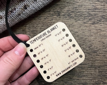 Reference Tool for Knitting and Crochet Wooden Info Card - Temperature Blanket