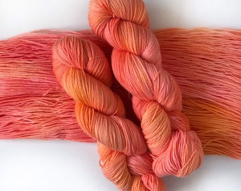 Hand Dyed Yarn "CITRUS TWIST" Brights SW Merino Wool Fingering Sock Knitting Yarn, 100g