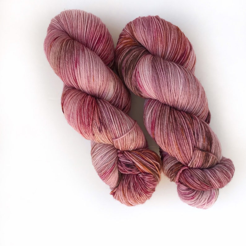 Hand Dyed Yarn POCKETFUL of POSIES Pink Mauve Copper Cream Burgundy SW Merino Wool Fingering Weight Sock Knitting Yarn 100g 437m image 3