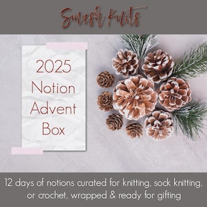 12 Days of Notions Advent Calendar - Tools for Fiber Arts, Gift Set for Knitter & Crocheter Christmas Holiday 2025 PRE-ORDER