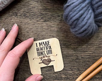 Wooden Wraps Per Inch Tool - Knitting Gauge Reference Card