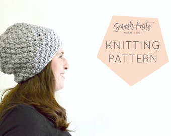 Instant Download Knitting Pattern - Womens Hat Pattern - Knit Slouch Hat Pattern - Slouch Hat Pattern  Unisex Hat Pattern Knit Hat Pattern