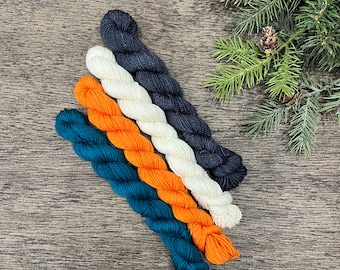 Mystery Gnome Knit A Long: set di mini gomitoli di lana Merino SW tinti a mano