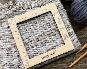 Knitting Gauge Ruler Baltic Birch Knitting and Crochet Tool - Sock Motif